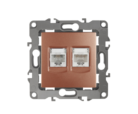 ЭРА  Эра12  Медь  Розетка информационная + телефонная RJ45+RJ11,  12-3109-14