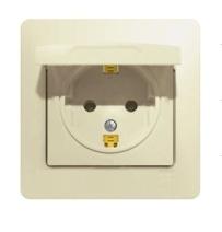 Schneider Electric Glossa  Бежевый Розетка с заземляющими контактами со шторками с крышкой IP20, в сборе с рамкой IP20 скрытая установка GSL000246