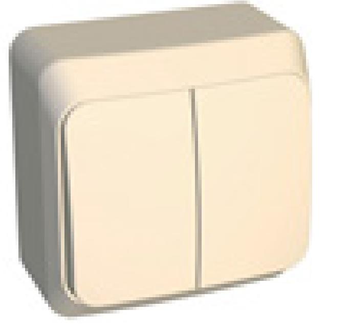Schneider Electric  ЭТЮД  Крем  Выключатель 2-клавишный открытая установка BA10-002K