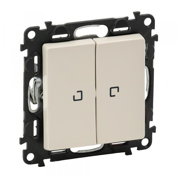 Legrand  Valena  LIFE  Слоновая Кость Выключатель 2-клавишный с подсветкой10А 250В пружинные зажимы скрытая установка IP20 / 752528