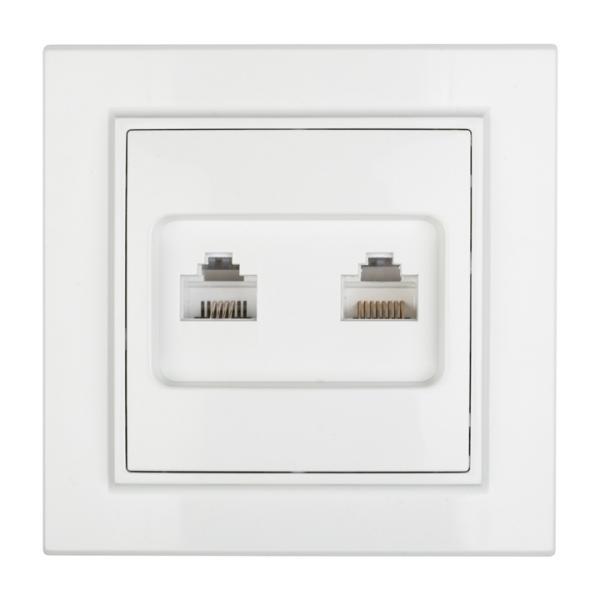 EKF  Минск  Белый Розетка RJ-45+Phone скрытая установка ERK00-135-10
