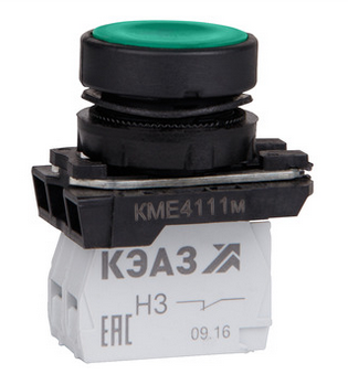 Кнопка КМЕ4122м-зелёный-2но+2нз-цилиндр-IP40-КЭАЗ