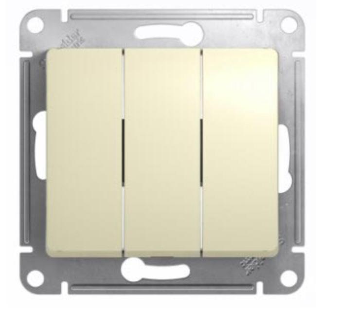 Schneider Electric Glossa  Бежевый Выключатель 3-клавишный схема3, механизм IP20 скрытая установка GSL000231