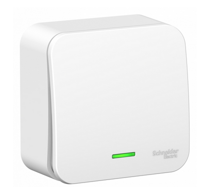Schneider Electric  BLANCA  Белый  Переключатель 1-клавишный (cхема.6) с подсветкой изолирующая пластина 10А, 250B, IP20  открытая установка BLNVA106111