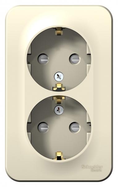 Schneider Electric BLANCA О/У РОЗЕТКА двойная с заземл. со шт. ИЗОЛ.ПЛ.,16А, 250В, МОЛОЧНЫЙ BLNRA011212