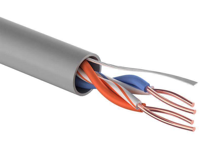 Кабель витая пара U/UTP 2х2х24AWG кат.5e solid CCA PVC сер. 305м (м) PROCONNECT 01-0022-3