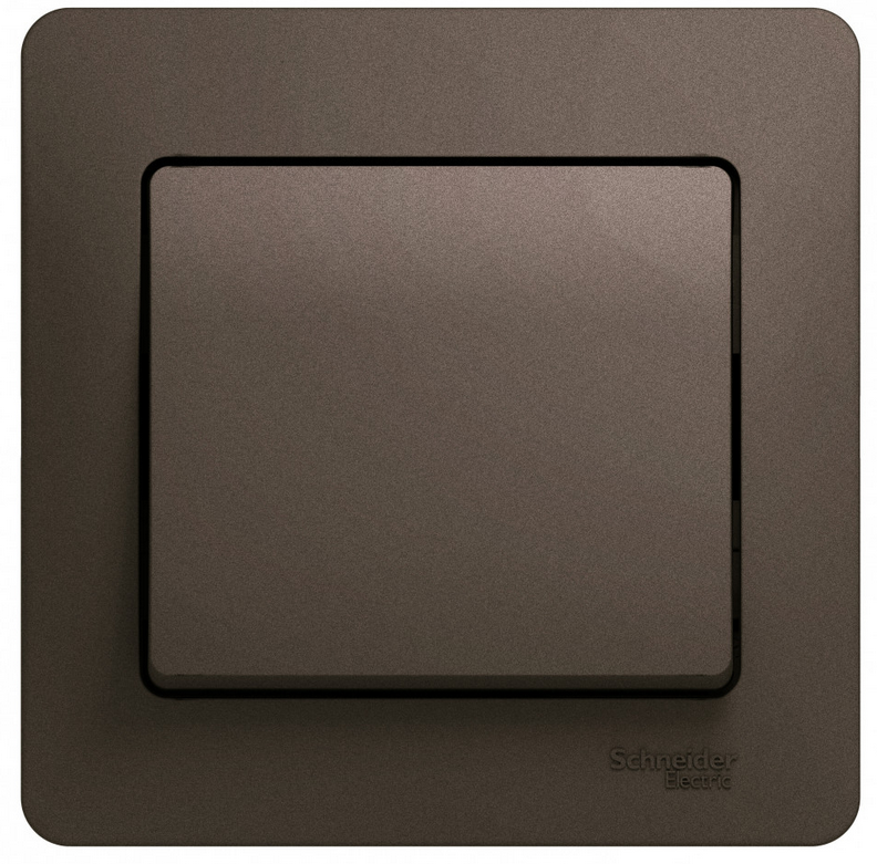 Schneider Electric Glossa Шоколад Выключатель 1-клавишный схема 1, в сборе с рамкой IP20 скрытая установка GSL000812