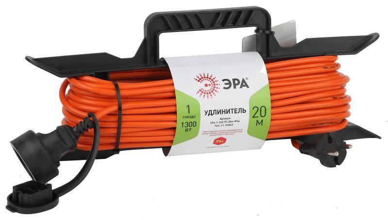 Удлинитель-шнур на рамке 1х20м без заземл. 6А IP44 UFx-1-2х0.75-20m-IP44 ПВС 2х0.75 Эра Б0046821