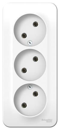 Schneider Electric  BLANCA  Белый  Розетка 3-местная без заземляющих контактов без шторок изолирующая пластина 16А, 250В, IP20  открытая установка BLNRA000311