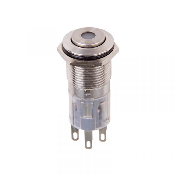 Кнопка  антивандальная Ø16 12В Б/Фикс (5с) (ON)-OFF/(OFF)-ON зеленая (A-16-C4) REXANT 36-3255