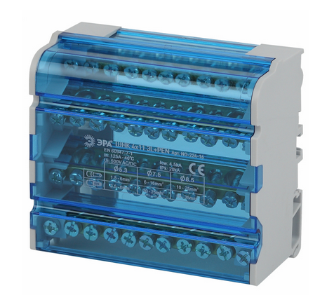 Шины на DIN-рейку в корпусе (кросс-модуль) ШНК 4х11 3L+PEN NO-224-16 ЭРА