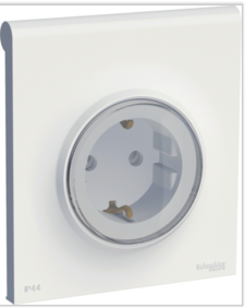 Schneider Electric ODACE Белый Розетка с заземляющими контактами с крышкой IP44 S52R0370W