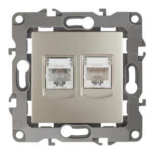 ЭРА  Эра12  Шампань  Розетка информационная + телефонная RJ45+RJ11,   12-3109-04