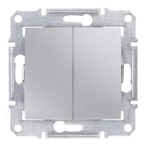 Schneider Electric Sedna Алюминий Аква Выключатель механизм 2-клавишный скрытая установка 10А  IP44 SDN0300460