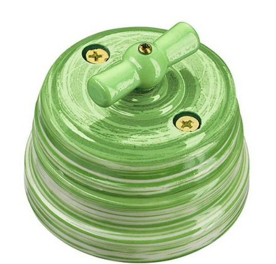 МезонинЪ Цвет-Art-verde Выключатель проходной с подъемной рамкой фарфор GE70404-45