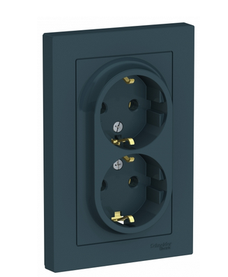 Schneider Electric AtlasDesign Изумруд  Розетка 2-местная с заземляющими контактами, 16А, в сборе ATN000824