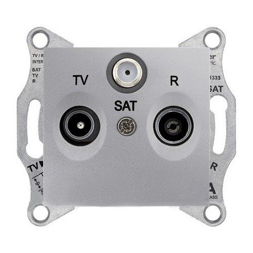 Schneider Electric Sedna Алюминий Розетка механизм TV/R/SAT проходной 4dB IP20 скрытая установка SDN3501460