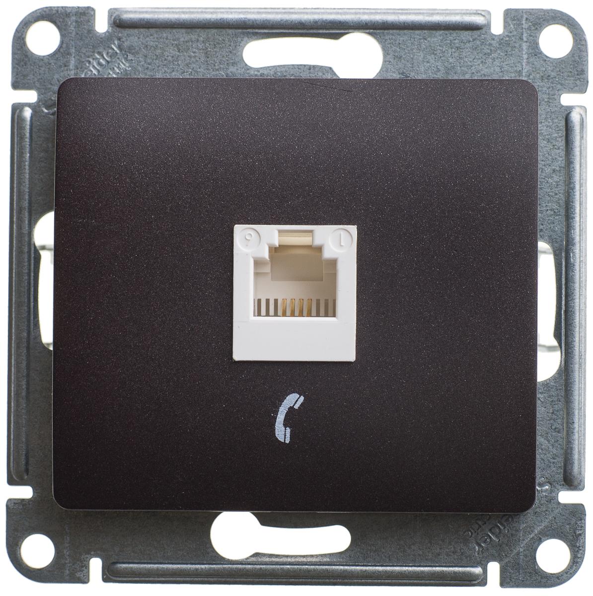Schneider Electric Glossa Шоколад Розетка телефонная RJ11, механизм IP20 скрытая установка GSL000881T