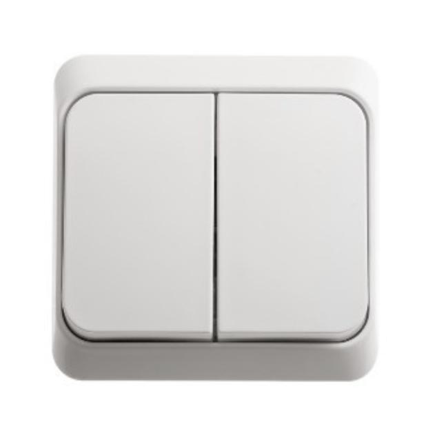 Schneider Electric  ЭТЮД  Белый  Выключатель 2-клавишный открытая установка BA10-002B