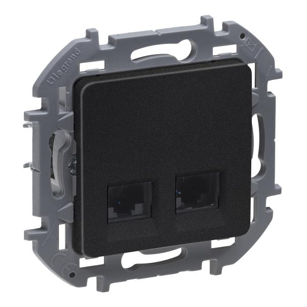 Legrand INSPIRIA Антрацит Розетка компьютерная 2-местная RJ45 6 UTP IP20 скрытая установка 673843
