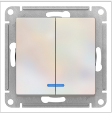 Schneider Electric AtlasDesign Жемчуг  Выключатель 2-клавишный с подсветкой схема 5а, 10АХ, механизм ATN000453