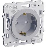 Schneider Electric ODACE Алюминий Розетка механизм с заземляющими контактами со шторками S53R037