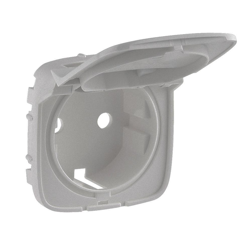 Legrand  Valena  ALLURE Алюминий Лицевая панель розетки 2К+З с крышкой 754847