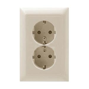 ABB  Basic55  Слоновая Кость Розетка Schuko 2-местная с защитными шторками 2021-0-0379/2CKA002021A0379/