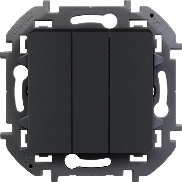 Legrand INSPIRIA Антрацит Выключатель 3-клавишный IP20 скрытая установка 673643