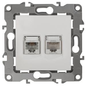 ЭРА  Эра12  Белый  Розетка информационная + телефонная RJ45+RJ11,   12-3109-01