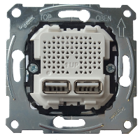 Schneider Electric MTN4366-0100 MERTEN USB МЕХАНИЗМ зарядного устройства с 2-мя разъемами 2,1А (2x1,05А)