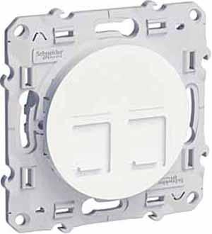 Schneider Electric ODACE Белый Розетка механизм компьютерная 2-местная RJ45 кат.5е S52R481