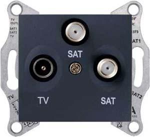 Schneider Electric Sedna Графит Розетка механизм  RTV/SAT/SAT оконечная 1dB IP20 скрытая установка SDN3502170