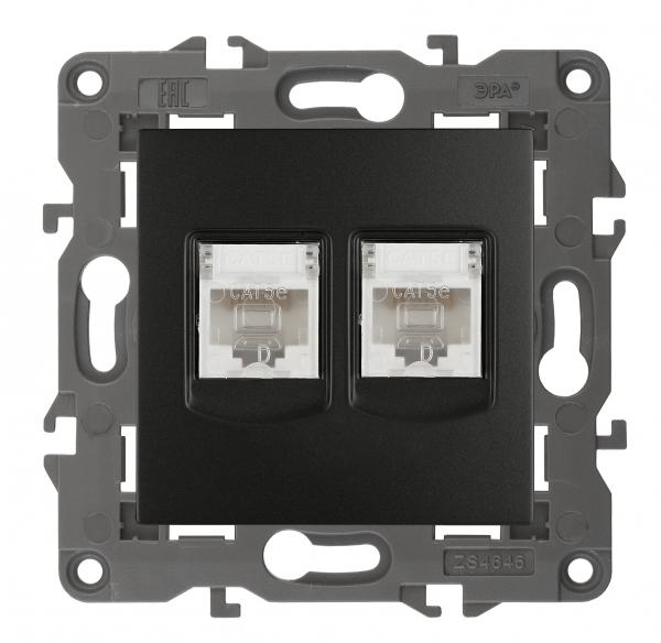 14-3108-05 Эл/ус ЭРА Розетка 2хRJ45, IP20, антрацит