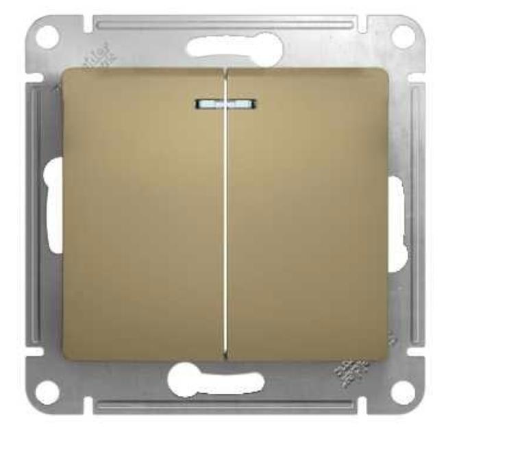 Schneider Electric Glossa Титан Выключатель 2-клавишный с подсветкой, схема 5а, механизм IP20 скрытая установка GSL000453