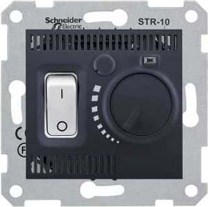 Schneider Electric Sedna Графит Термостат механизм комнатный, 10А, 230В, IP20 скрытая установка SDN6000170
