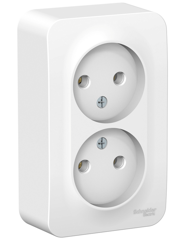 Schneider Electric  BLANCA  Белый  Розетка 2-местная без заземляющих контактов без шторок 16А, 250В, открытая установка BLNRA000201