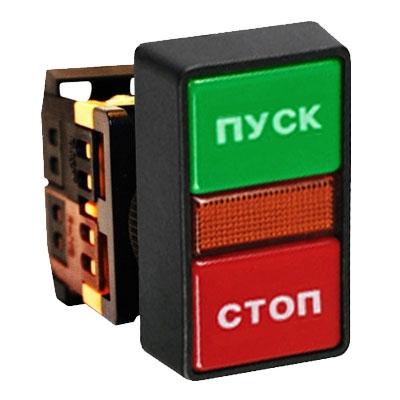 Кнопка AS-22N "Пуск-Стоп" прямоугольная 24В NO+NC EKF
