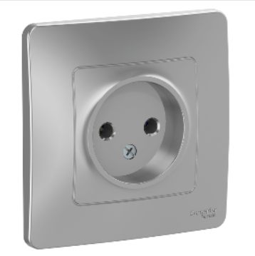 Schneider Electric  BLANCA  Алюминий  Розетка без заземляющих контактов без шторок 16А, 250В, скрытая установка   BLNRS000013