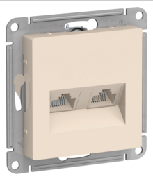 Schneider Electric AtlasDesign Бежевый  Розетка 2-местная компьютерная RJ45+RJ45, кат.5E, механизм ATN000285