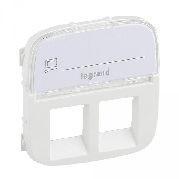 Legrand  Valena  ALLURE  Белый Лицевая Панель для 2-ух  розеток телефонная/информационная с держателем маркировки 755485