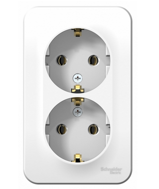 Schneider Electric  BLANCA  Белый  Розетка 2-местная с заземляющими контактами без шторок 16А, 250В, открытая установка BLNRA010201