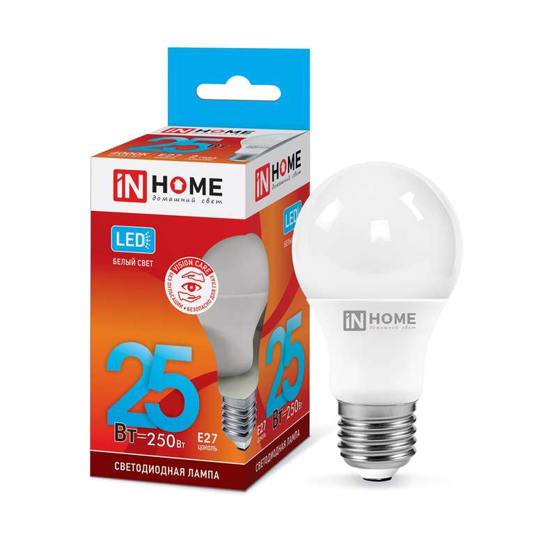 Лампа светодиодная LED-A65-VC 25Вт 4000К нейтр. бел. E27 2380лм 230В IN HOME 4690612024080