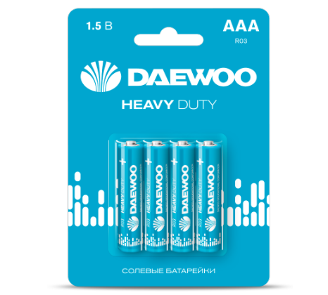 Элемент питания Daewoo R03 Heavy Duty 2021 BL-4 (кратно 4)