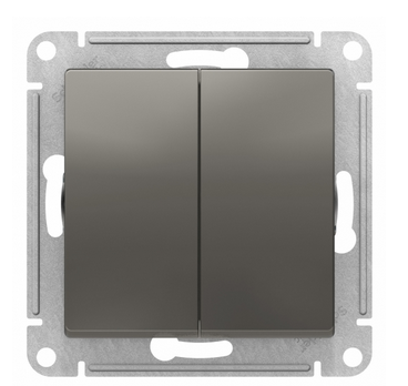 Schneider Electric AtlasDesign Сталь  Выключатель 2-клавишный схема 5, 10АХ, механизм ATN000951
