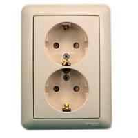 Schneider Electric  Wessen59  Слоновая Кость  Розетка 2-местная в сборе с заземляющими контактами скрытая установка (250В, 16А, защитные шторки) RS16-255-28