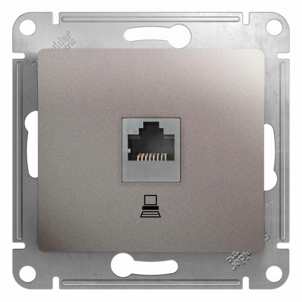 Schneider Electric Glossa Платина Розетка компьютерная RJ45 категория 5E, механизм IP20 скрытая установка GSL001281K