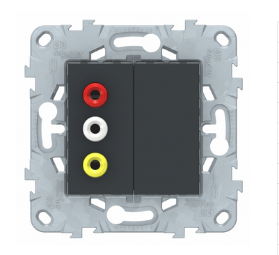 Schneider Electric Unica NEW Антрацит Розетка 3 RCA, NU543154