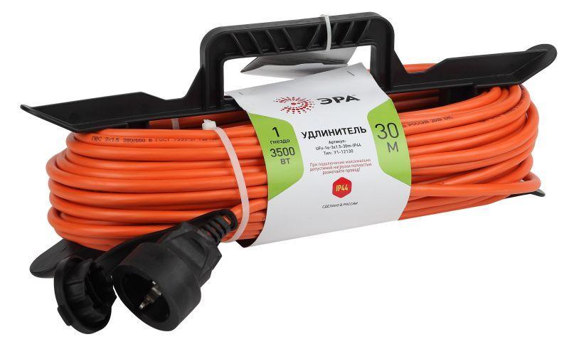 Удлинитель-шнур на рамке 1х30м с заземл. 16А IP44 UFx-1e-3х1.5-30m-IP44 ПВС 3х1.5 Эра Б0046830