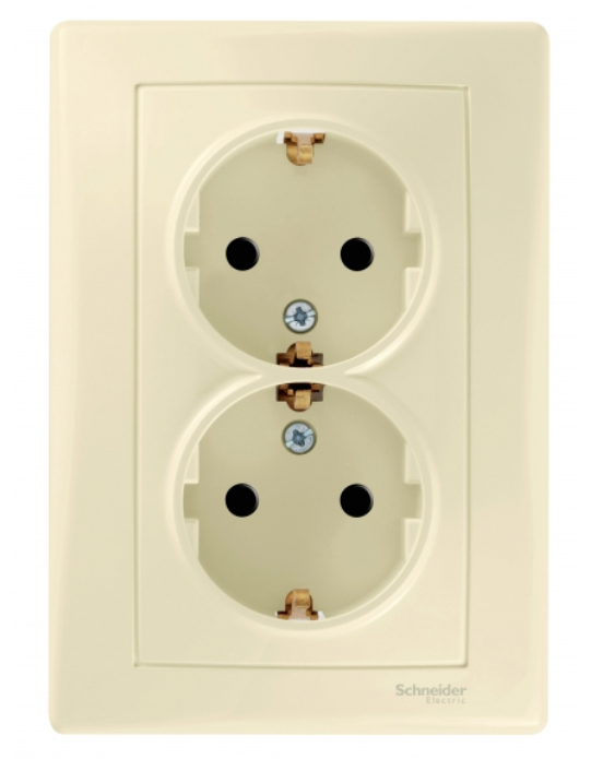 Schneider Electric Sedna  Бежевый Роз. 2-местная без зеземляющих контактов, без шторок, 16А, 250В IP20 скрытая установка SDN3000647